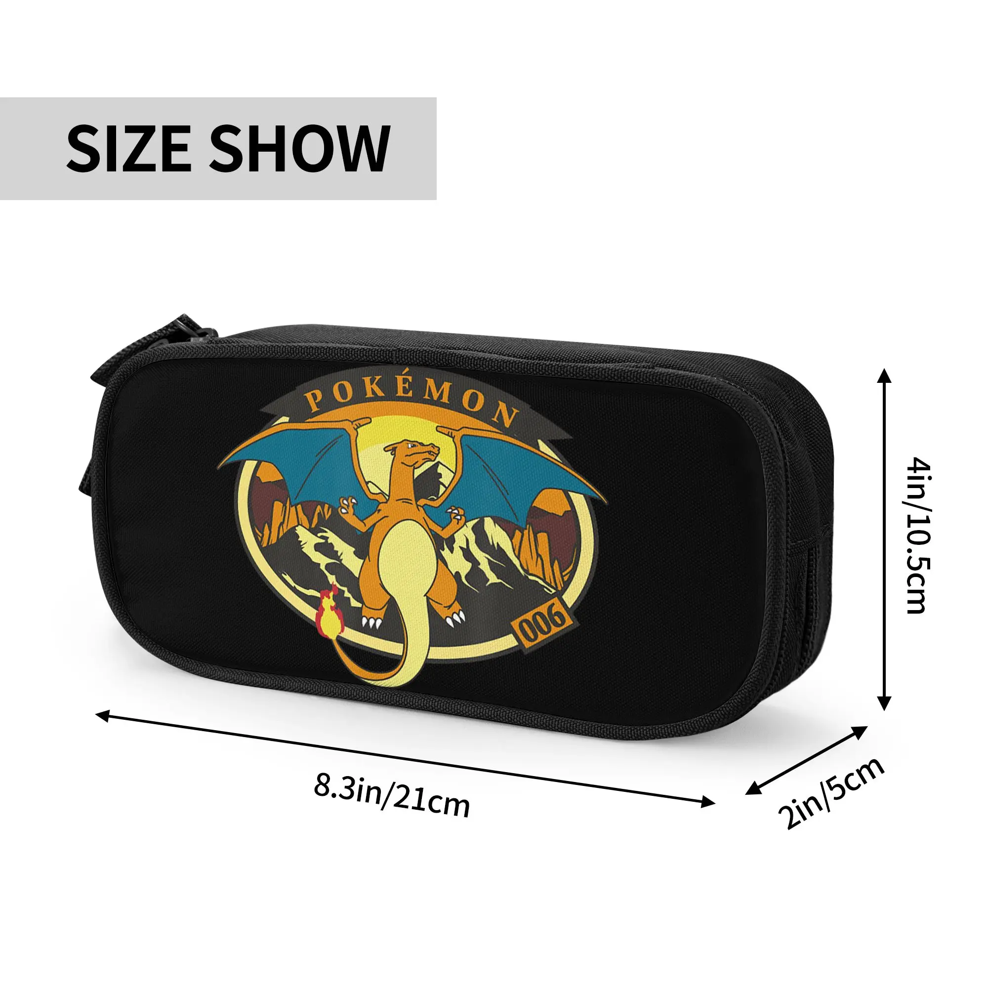 Large Capacity Bags for Child Cartoon Pokemon Outdoor Adventures Charizard Mountain Volcano Badge  School Pencil Bag