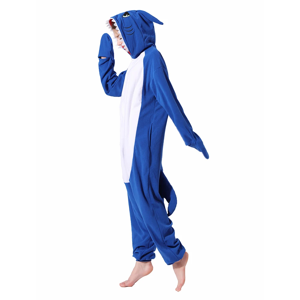 New Animal Unisex Adult Grey Shark Kigurumi Unicorn Onesie Pajamas Cartoon Halloween Family Party Costumes Jumpsuits Slipper