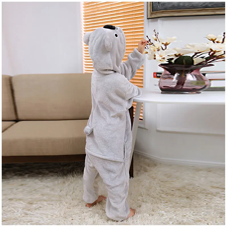 Pijama animal de desenho animado para adultos e crianças, pijamas com capuz, fantasia de flanela para cosplay, koala onesies