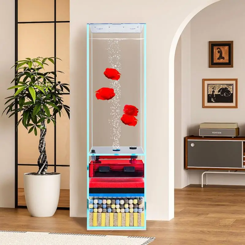 

Аквариум для гостиной с нижним фильтром, экологичный, с ультра-белым золотым кристаллом, для фильтрации и оксигенации воды