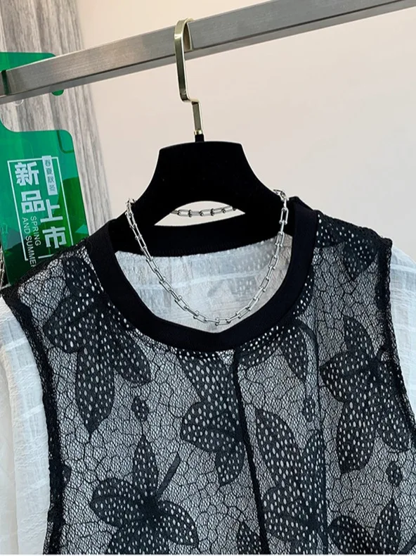 Unieke zomer dames irt los ontwerp sensation bla lace ort Sve nep tweedelige top faionable en slip