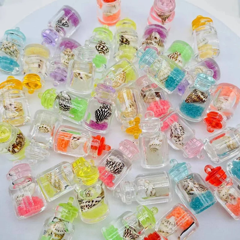 Luminous Transparent Drift Bottle Conch Shell Box Pendant For Jewelry Making DIY Charms Home Decoration Ornament