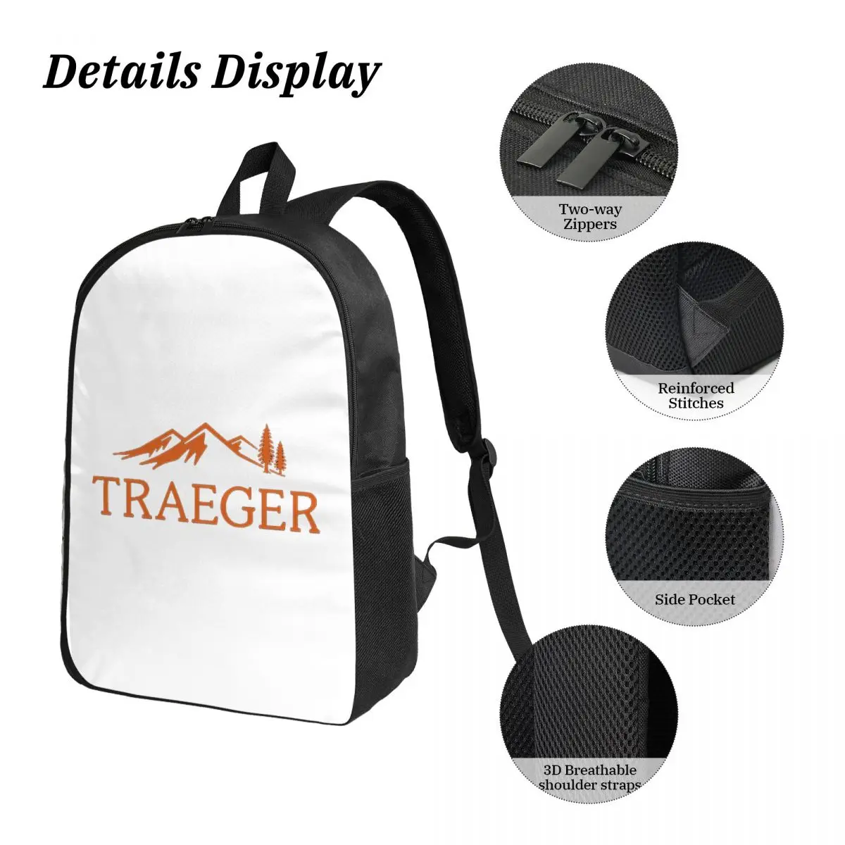 Traeger Pellet Grill Smoke BBQ Zaino Ragazzi Ragazze BookBag Borsa da scuola Borse a tracolla per computer Borsa da pranzo isolata 3ps Astuccio