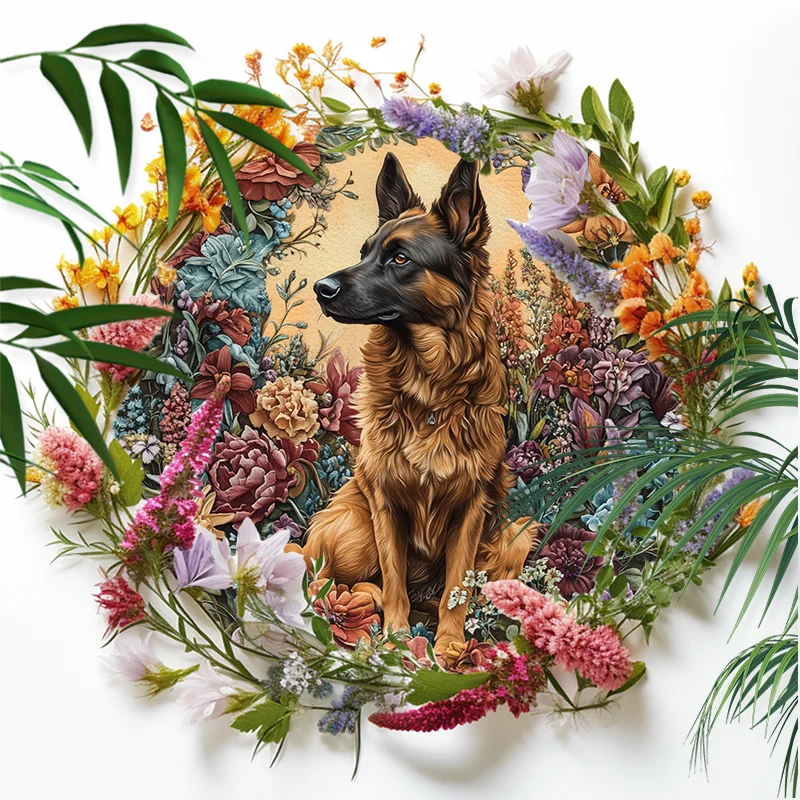 

Customizable German Shepherd Pet Ornaments | Circular Aluminum Decorative Paintings | Unique Souvenir Tombstones