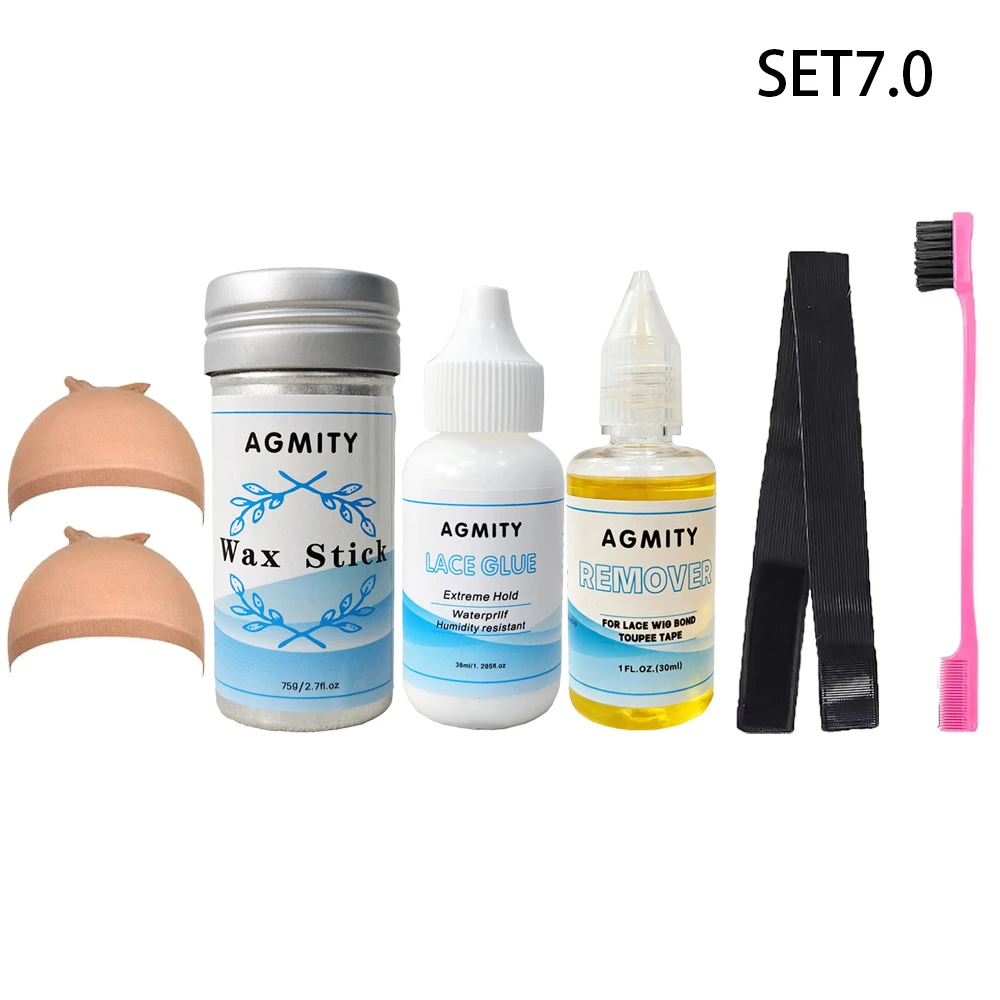 Lace Wig Glue Kit Adhesive Wax Stick Remover Wig Cap Band Brush Waterproof Invisible Hold For Lace Front Wig  Hair Extensions
