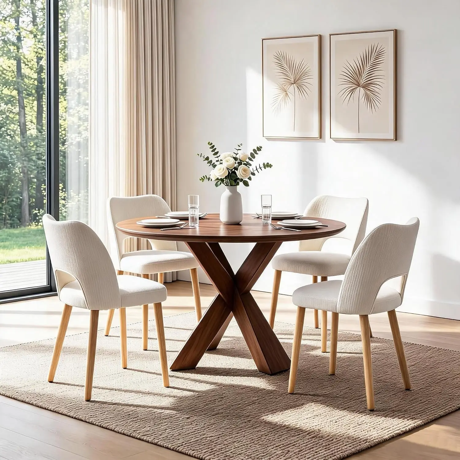 Upholstered Dining Chairs Set of 2 With Wooden Legs 18.11