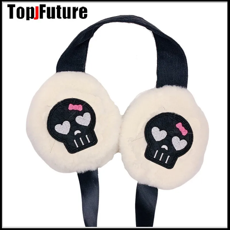 Harajuku Punk Girl Women Plush Goth Warm Earmuffs Gothic Women\'s Lolita Warmer Muff  Winter Warm Headband