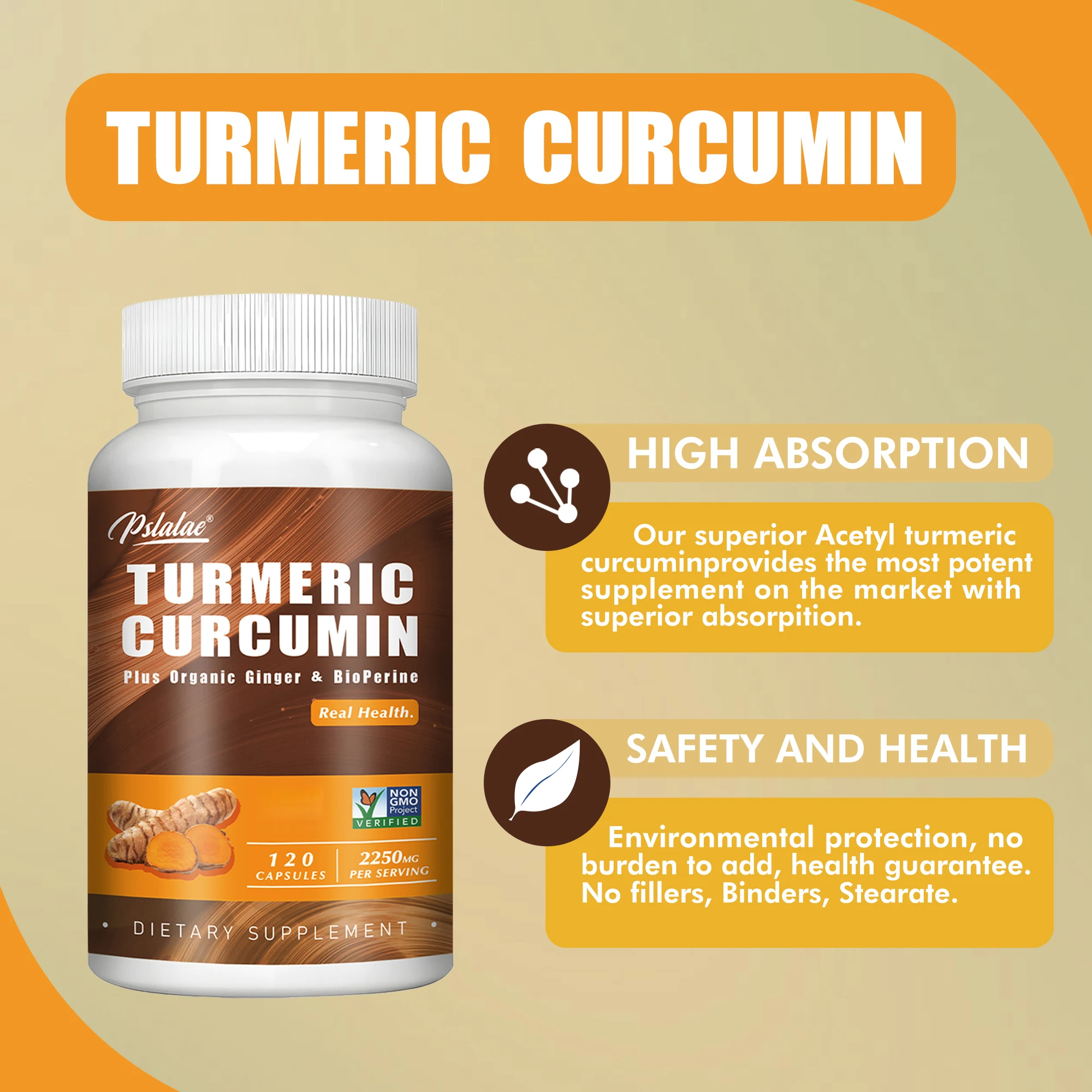 Turmeric Curcumin - Relieve Muscle and Joint Pain, Promote Heart Health, Powerful Antioxidant, Whiten Skin