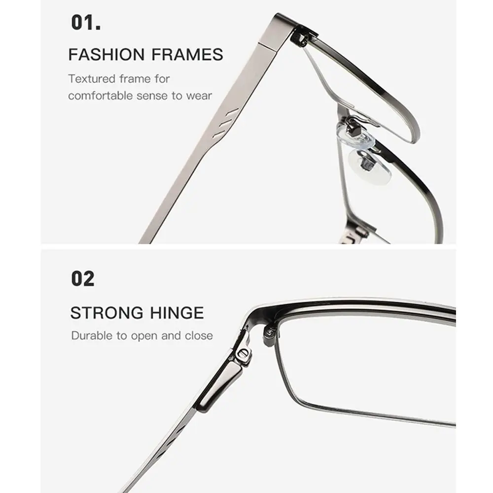 

Elegant Eye Protection Reading Glasses Ultralight Metal Square Eyeglasses Presbyopic Eyewear Office