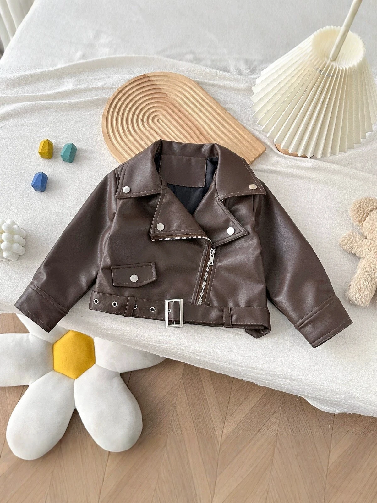 2 3 4 5 6 8 Years Girls Jacket Spring Autumn New Fashion Artificial Leather Coat For Kids Leisure Stain Resistant Outerwear