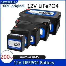 12V 20Ah 50Ah 100Ah 150Ah 200Ah LiFePo4 Battery Pack Lithium Iron Phosphate Batteries Built-in BMS For Solar Boat No Tax