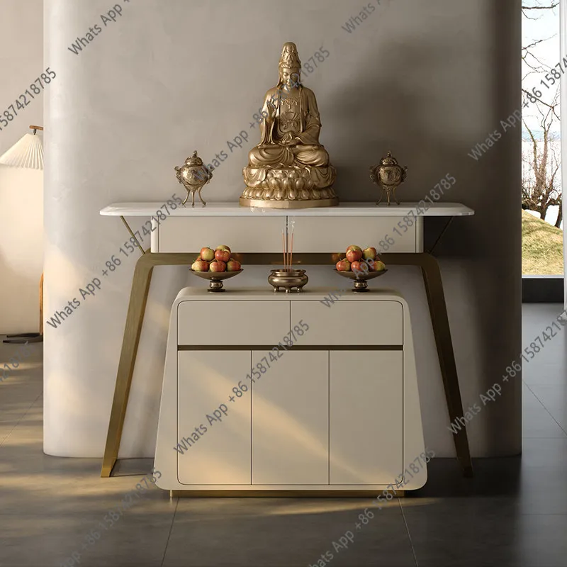 Household shrine simple modern entrance incense candle holder Buddha table light luxury living room natural marble tribute table