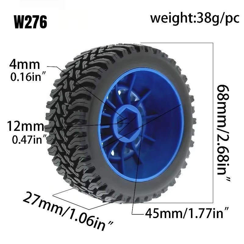 4Pcs 68mm 1/14 1/16 RC Short Course Truck Tires with Rims 12mm Hex for Mojave LC Hyper GO MJX 14211 HBX JJRC