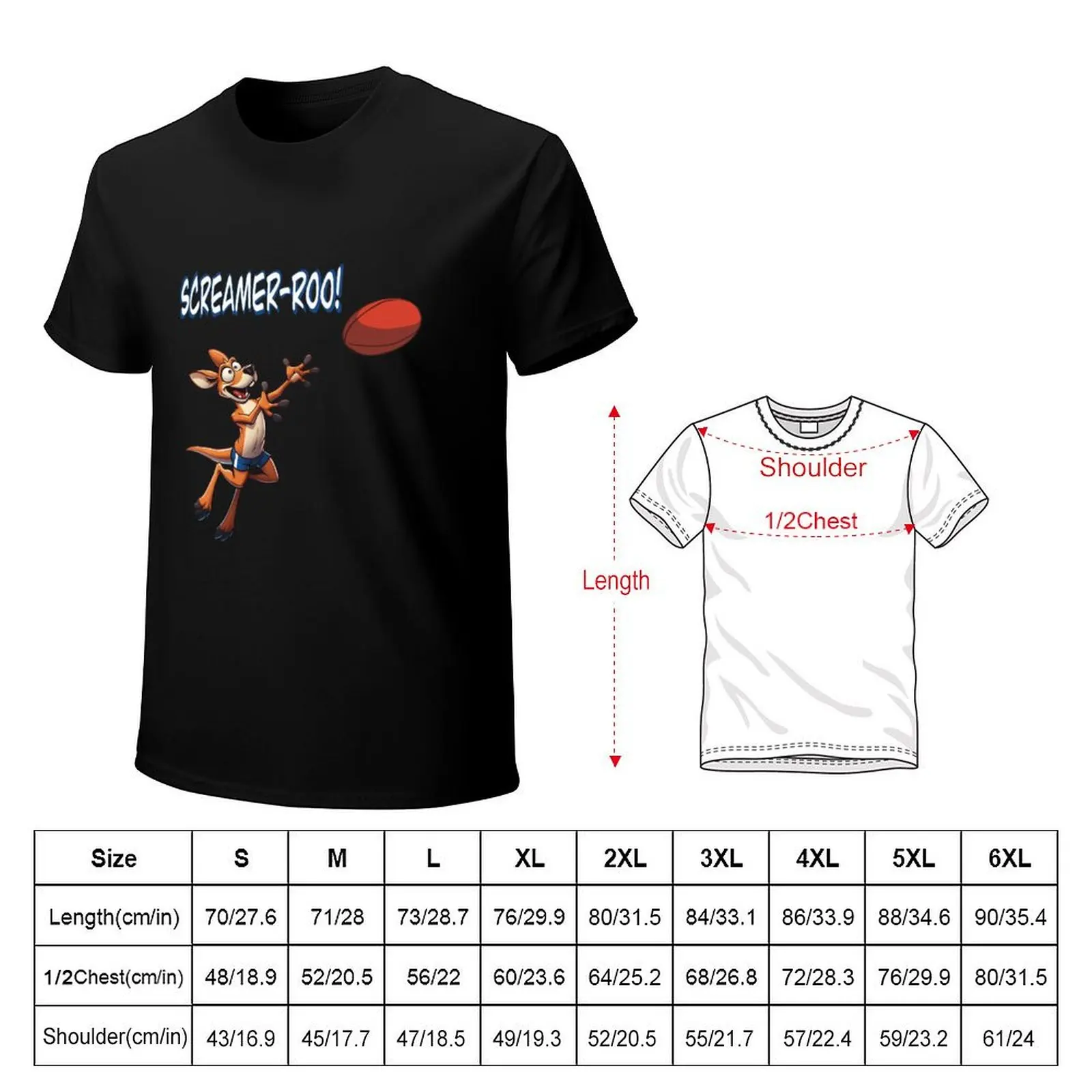 Screamer-too Aussie Rules Cute Funny football Kangaroo T-Shirt man t shirt anime stuff baggy shirts plus sizes men clothings