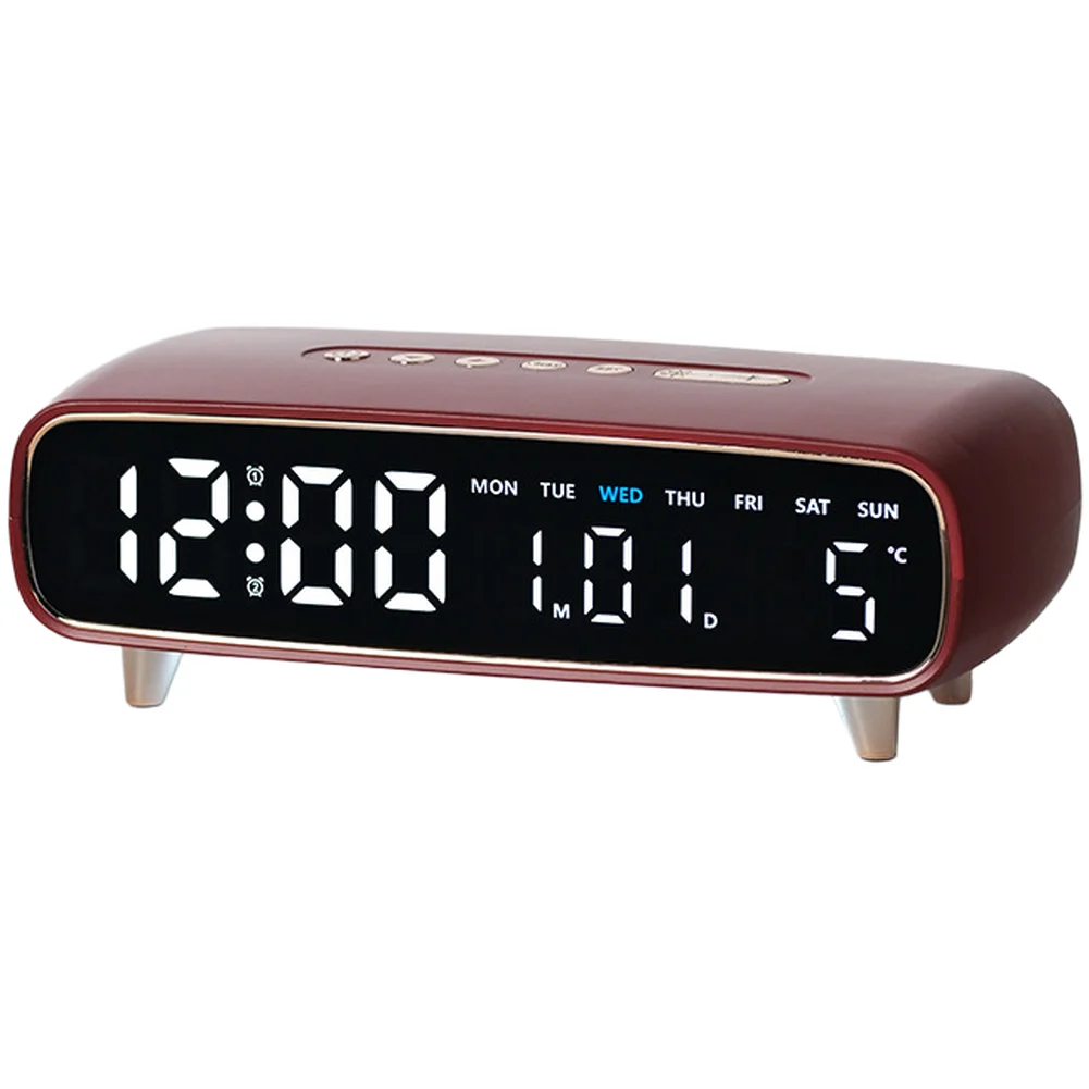 LED Digital Alarm Clock with Time Date Week Temperature Display Night Light Function USB Charging Port for Bedroom Use