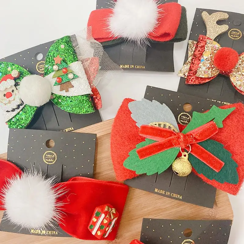 Tema natalizio babbo natale tornante materiali di alta qualità fermagli per capelli e spille natalizie accessori per feste di natale Design carino