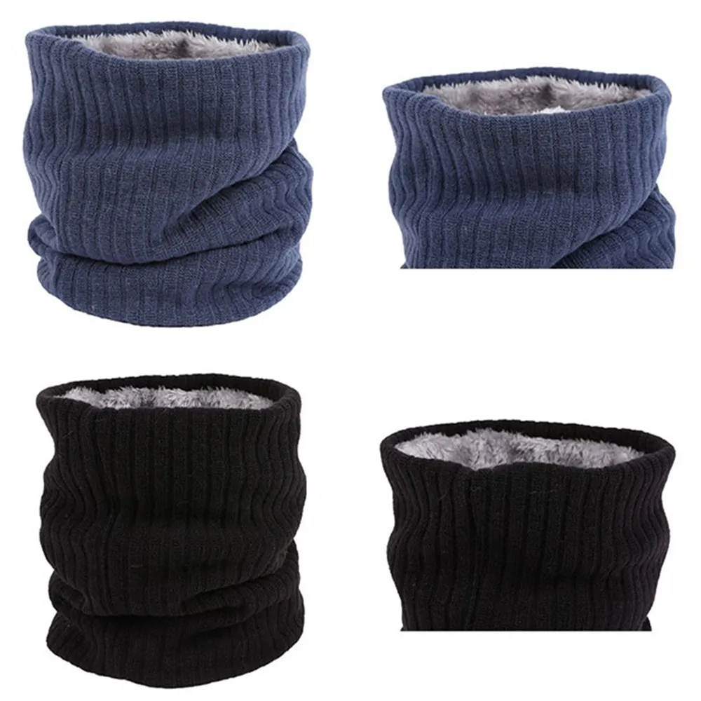 2024 New Winter Scarf Men Women Warm Knitted Ring Scarves Wool Fur Thick Children Neck Warmer Boys Girl Plush Scarf Collar