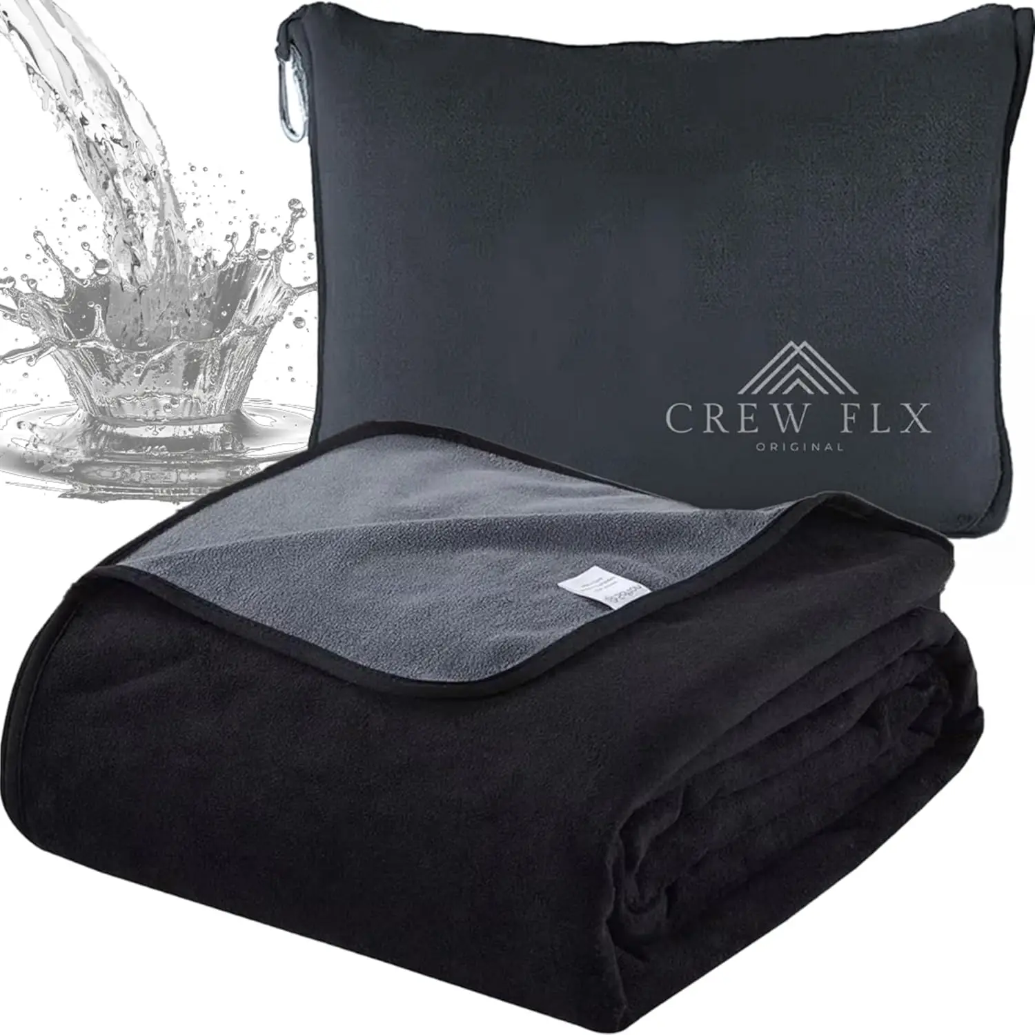 

Waterproof Reversible Plush Throw with Leakproof TPU Layer, Stain-Resistant Washable Bed Protector in Black/Dark Gray