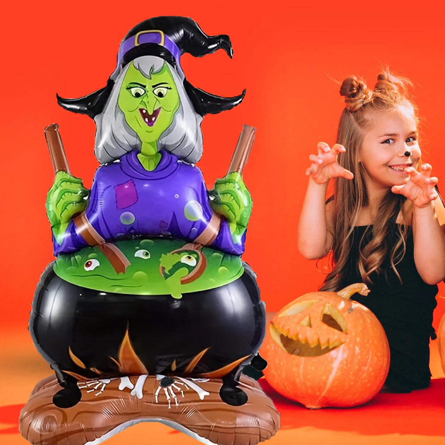 Hexenballons aus Aluminiumfolie, Zaubertränke, hexenförmige Ballons, die für Halloween-Party-Streichdekorationen verwendet werden
