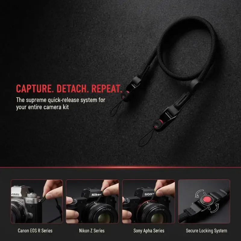 Detachable Adjustable Camera Strap Non-slip Round Rope Quick Release Neck Shoulder Sling for All Cameras Universal Use