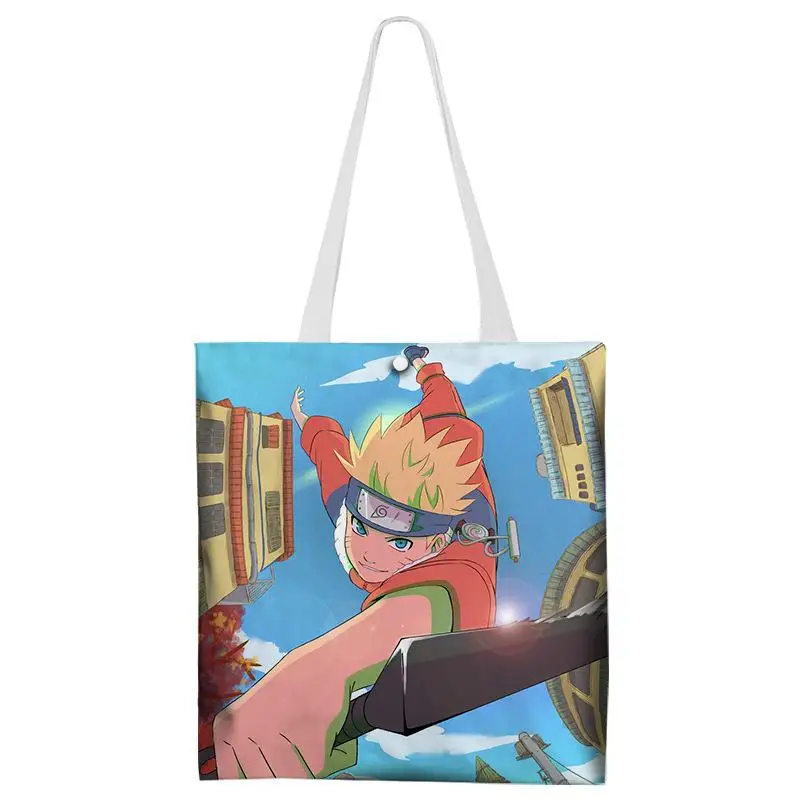 Borsa in tela serie Naruto Akatsuki borsa a tracolla leggera a doppia faccia con motivo di stampa 3D Eco Friendly e riutilizzabile