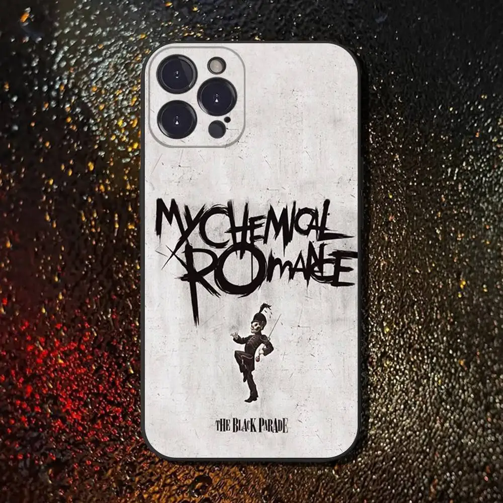 حافظة هاتف My C-Chemical Romance MCR لهاتف iPhone 16,15,14,13,12,11 Plus، Pro Max، XS، X، XR، SE، Mini، 8، 7، غطاء أسود من السيليكون الناعم
