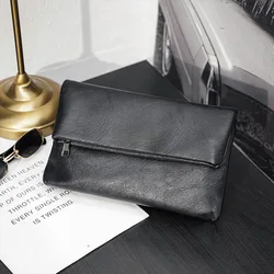 Simple Fashion Men's Clutch Bag Business Folding Clutch for Men Hand Bag Luxury Soft PU Leather Clutch Male Handbag Purse Wallet