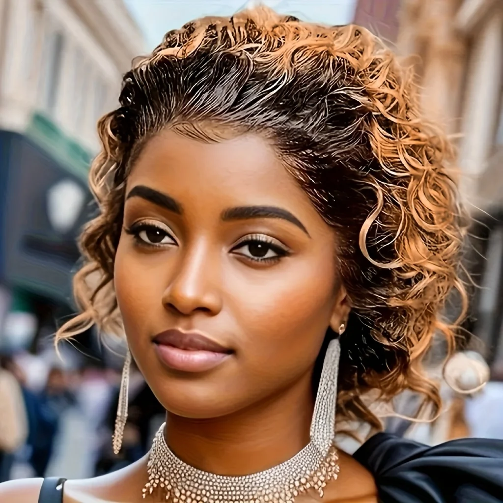 

13X1 Transparent Lace Front Wigs Ombre Blonde 1b30 Pixie Cut Wig Human Hair 180% Density Short Curly Lace Bob Wig for Women