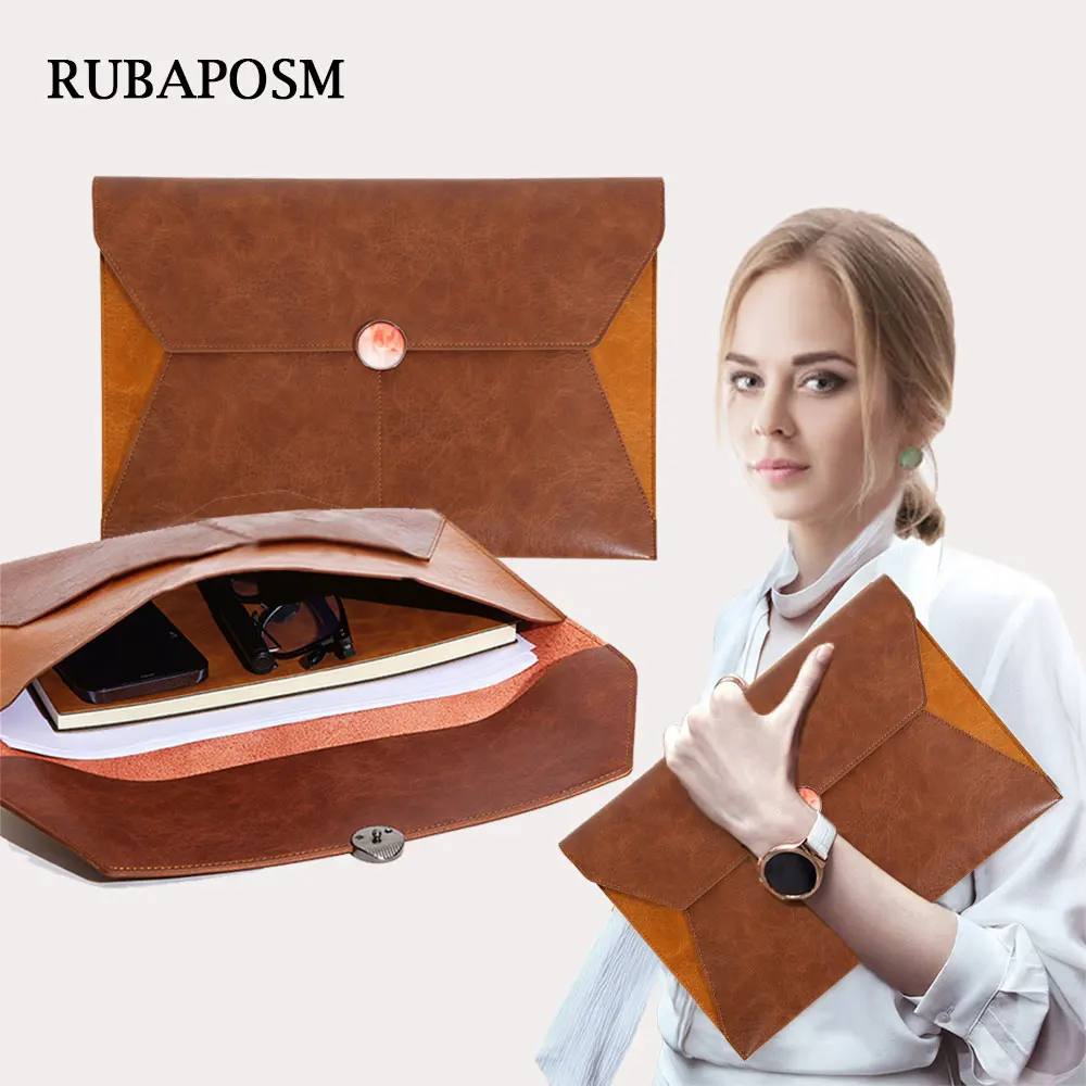 A4 Pu Leather Document Bag File Folder Business Briefcase Waterproof Large Capacity Paper Organizer Office Storage Tablet Bag