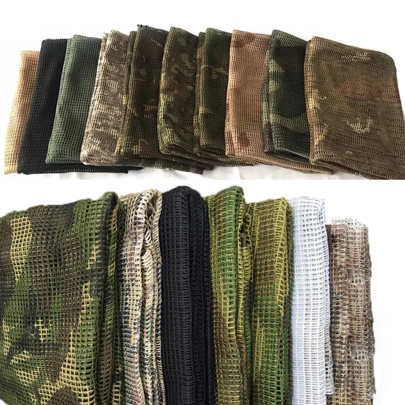 Tactical Scarf Sniper Veil Camo Mesh KeffIyeh Sniper Face Scarf Veil Shemagh Head Wrap Outdoor Camping Hunting Scarves