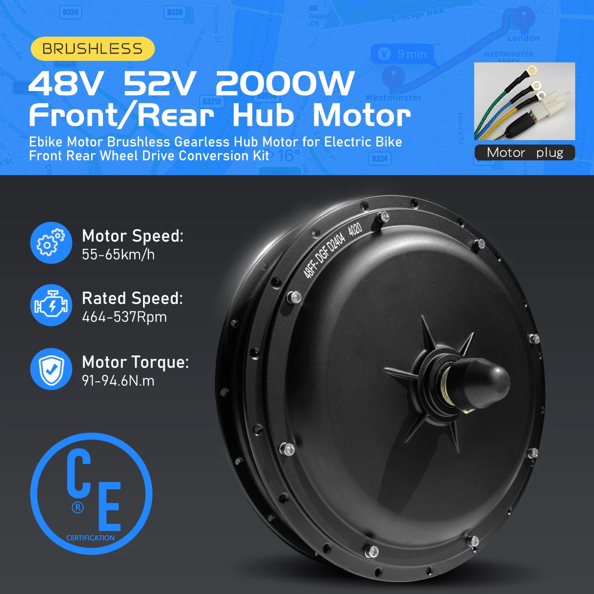 Электрический велосипедный двигатель 48 В, 52 В, 2000 Вт, передняя и задняя бесщеточная неступенчатая ступица, мотор-колесо для комплекта для переоборудования электровелосипеда и скутеров Электрический велосипедный двигатель 48 В, 52 В, 2000 Вт, передняя и задняя бесщеточная неступенчатая ступица, мотор-колесо для комплекта для переоборудования электровелосипеда и скутеров