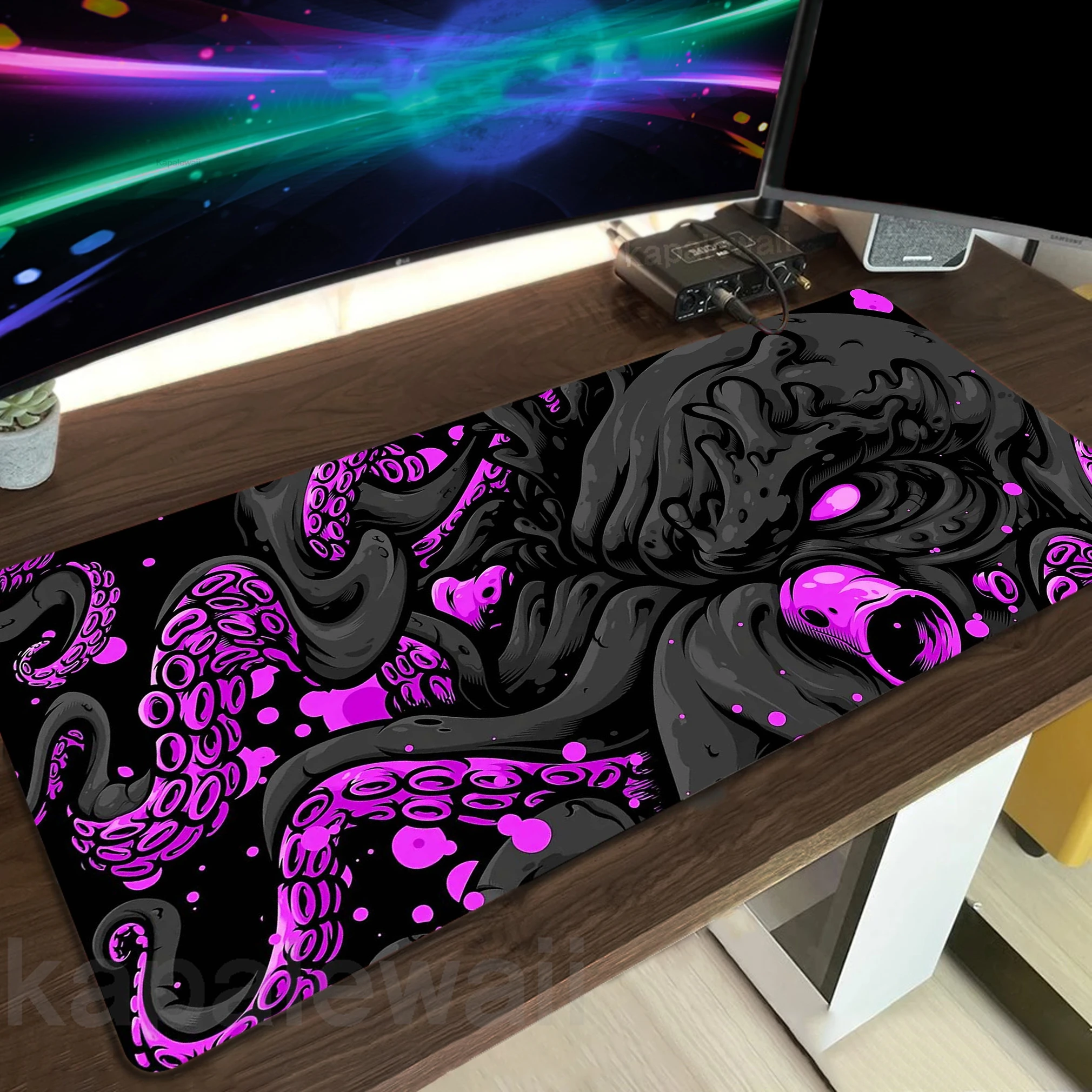 

Oni Gamer Mousepad Octopus Monster Large Gaming Mouse Pad Computer Keyboard Pads Locking Edge Mouse Mat XXL Anti-slip Desk Mat