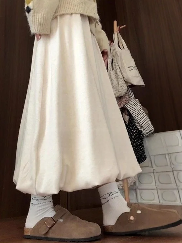 

Новинка: Женская вязаная юбка-трапеция с высокой талией, средней длины, для осени и зимы, модель «Рисовая лапша»