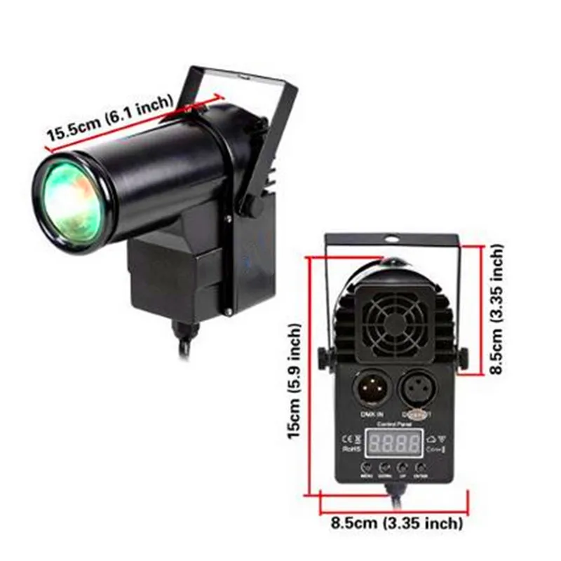 

2pcs/lot 10W Mini DJ Spot Light/RGBW 4in1 Beam Effect Stage LED Pinspot Light For Home Party KTV Bar Disco Mirror Ball Spotlight