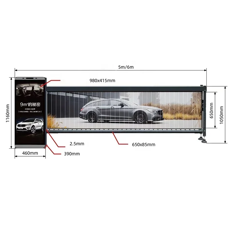 Car Barrier Gate Remote Controlled Parking Double Sided Airborne Advertising Rising Barriers Gate System