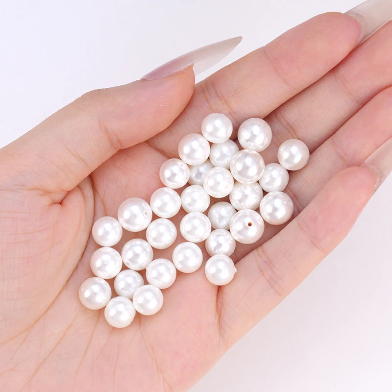 JD 7A Natural White Mother of Pearl Shell Pearl Round Loose Spacer Beads for Handmade DIY Bracelet Jewelry Making Supplies
