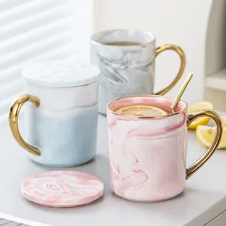 400ml Marbled Gold rim ceramic mug Nordic Coffee Cup Couple Anniversary Gift Breakfast Oatmeal Milk Cup Valentine's Day Gift