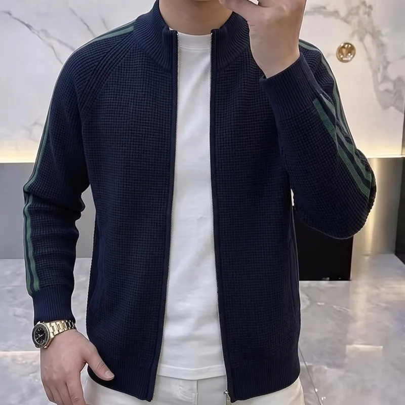 2026 Autumn Collection Thickened Zippered Cardigan Sweater Knitting Men Slim Sweater Garment Coat Noel Kazak Heren Sweater