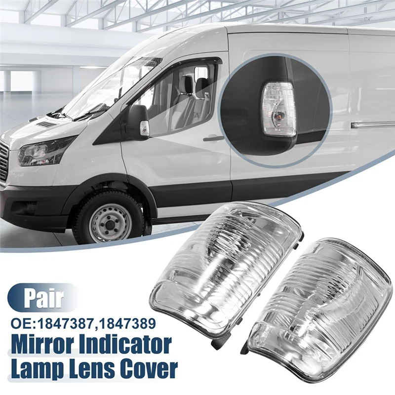 Left Side Mirror Turn Signal Light Lens Housing Indicator Cover for 2015-2021 Ford Transit 150 250 350 Cargo