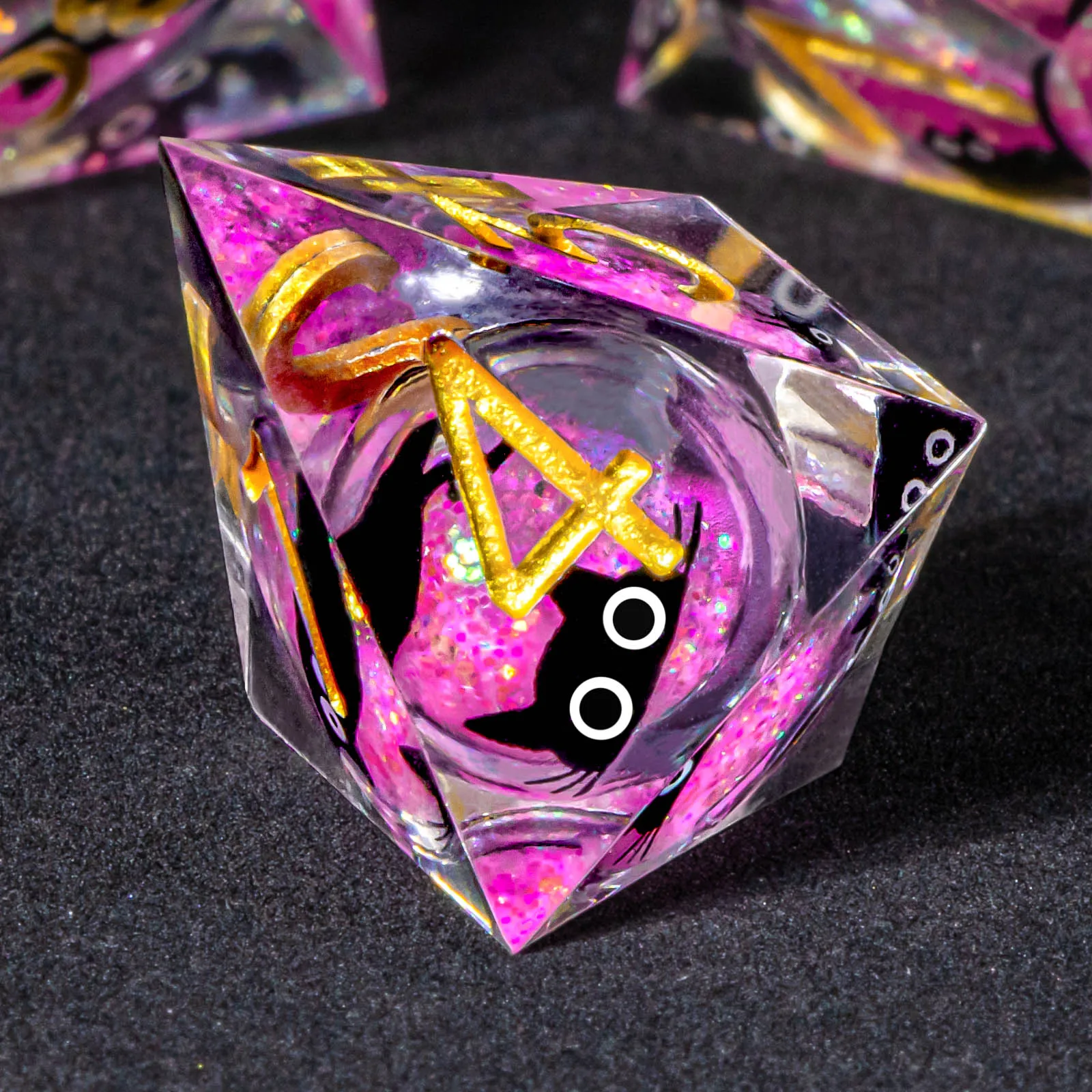 DND 레진 주사위 세트, 롤플레잉 던전 앤 드래곤용 수제 고양이 액체 주사위