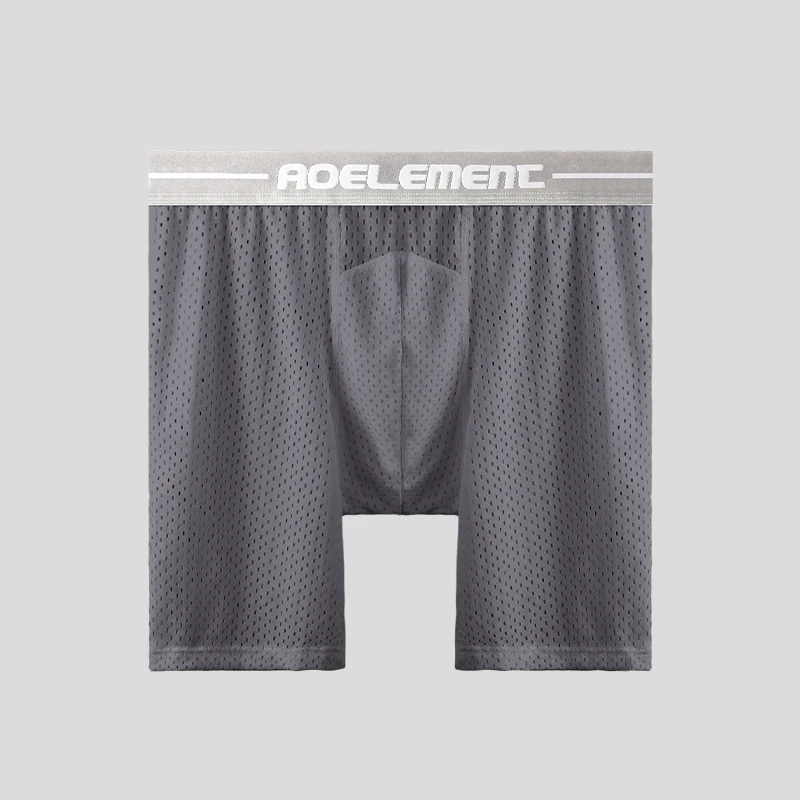 Men's extra-long sports underwear, flat corner running leg protection, large size ice silk loose fat four-corner pants
