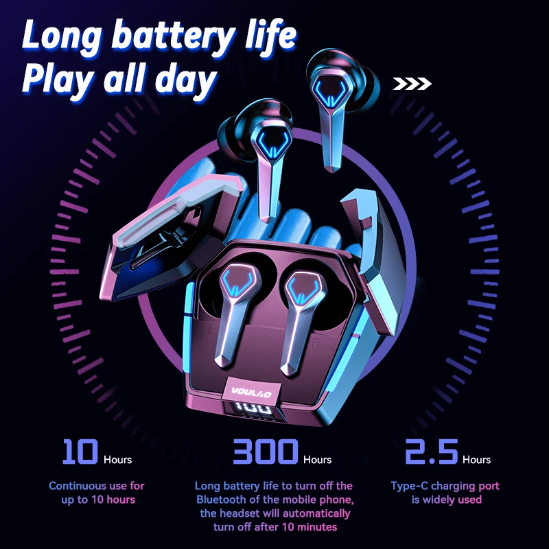 Tai Nghe Chơi Game TWS Stereo Không Dây Bluetooth 5.3 Giảm Tiếng Ồn Thể Thao Tai Nghe Chống Nước Nhạc Tai Nghe Nhét Tai Kèm Mic