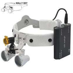 3.5X Head Wearing Dental Magnifier Helmet Binocular Loupes 3W LED Dentistry Headlamp Adjustable Brightness Headlight