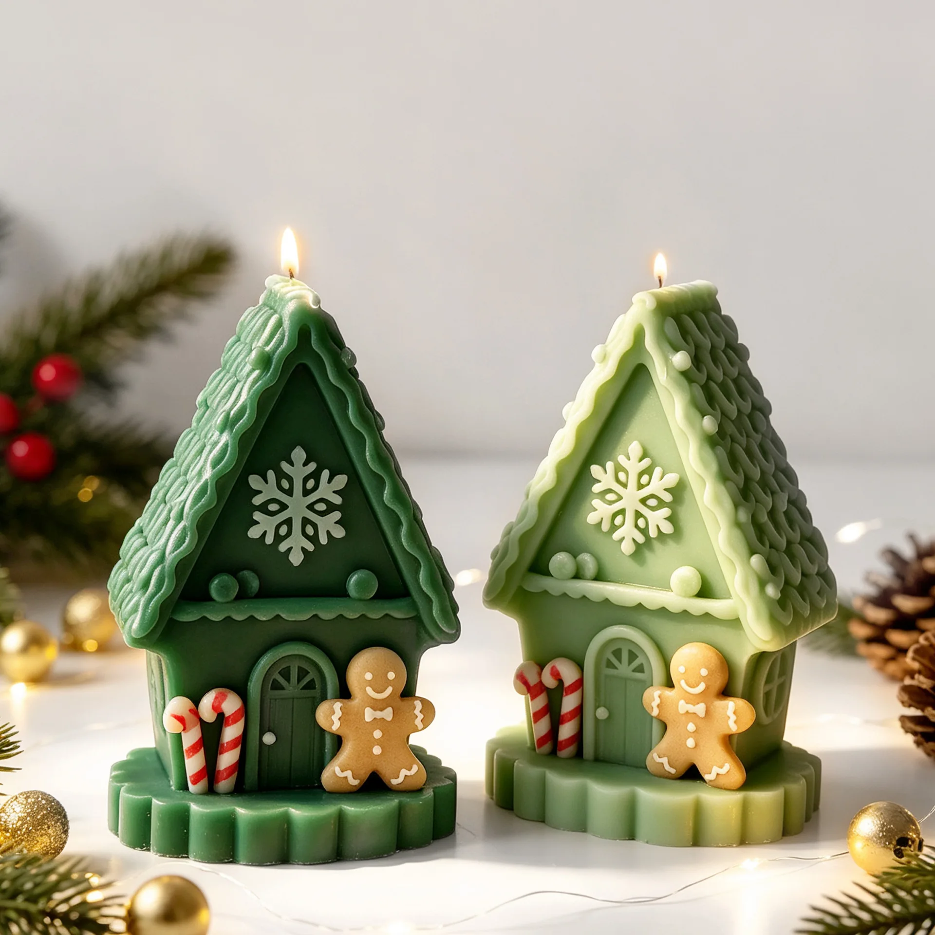 Gingerbread House Form Silicone Candle Mold DIY Scented Candles Plaster Crafts Mould Xmas House Chocolate Candy Baking Molds