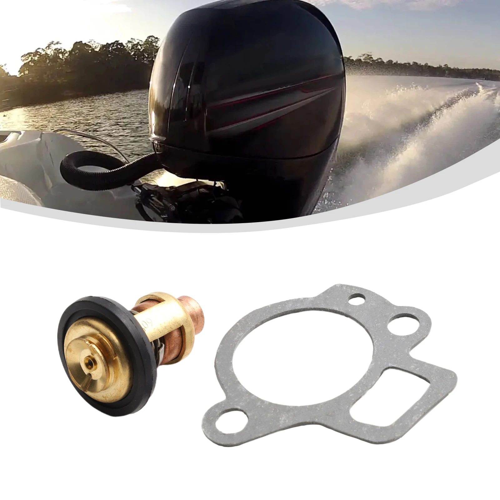 For OUTBOARD Engine Thermostat & Gasket Replacement for Mercury and 25 30 40 50 60 Compatible Models 66M1241100