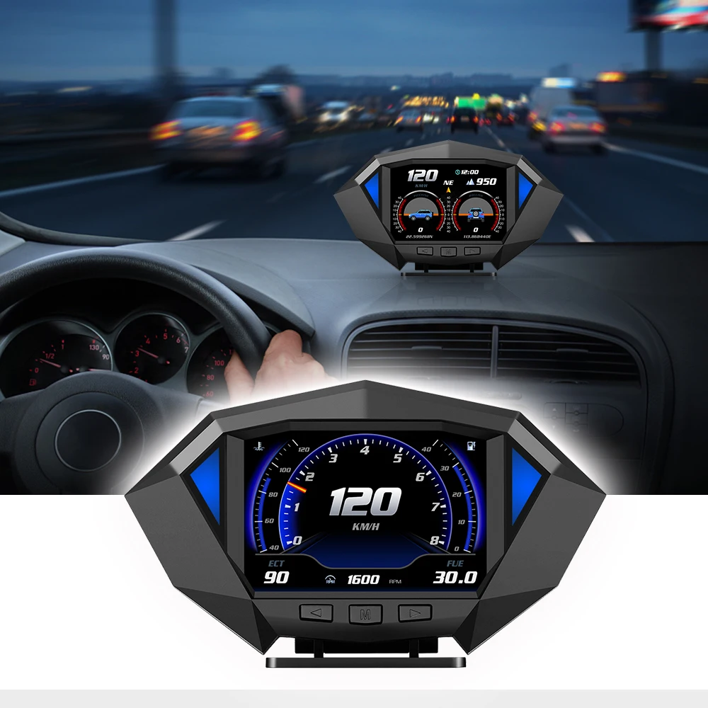 2026 Top Selling P1 Auto Speed Meter LCD HUD Head Display OBD2 GPS Monitor Digital Car Computer ECU Diagnosis Tools HUD