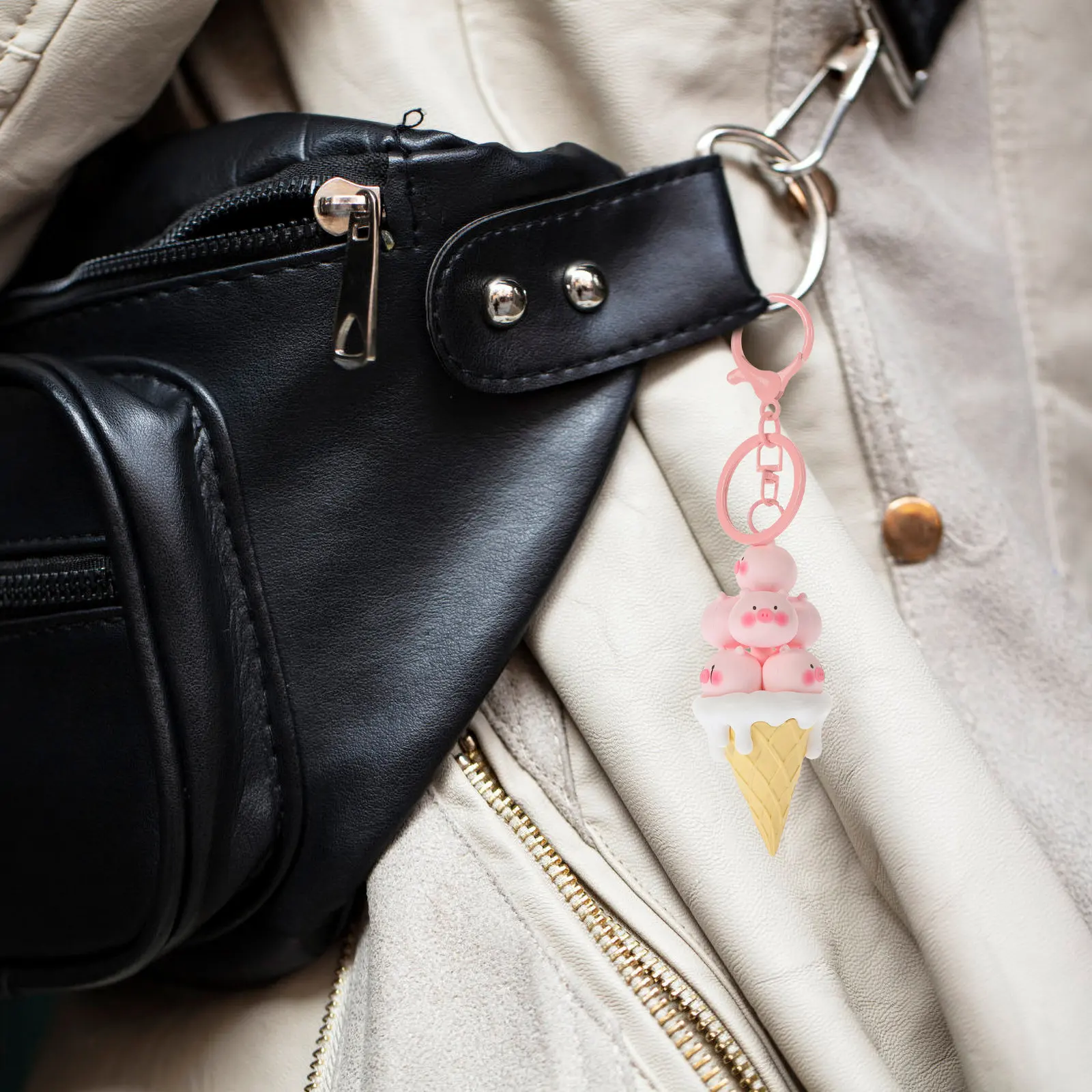 Ice Cream Keychain PVC Animal Pendant Cartoon Kawaii Key Ring Decor Backpack Bag Charm DIY Gift Souvenir Gifts for Boyfriends