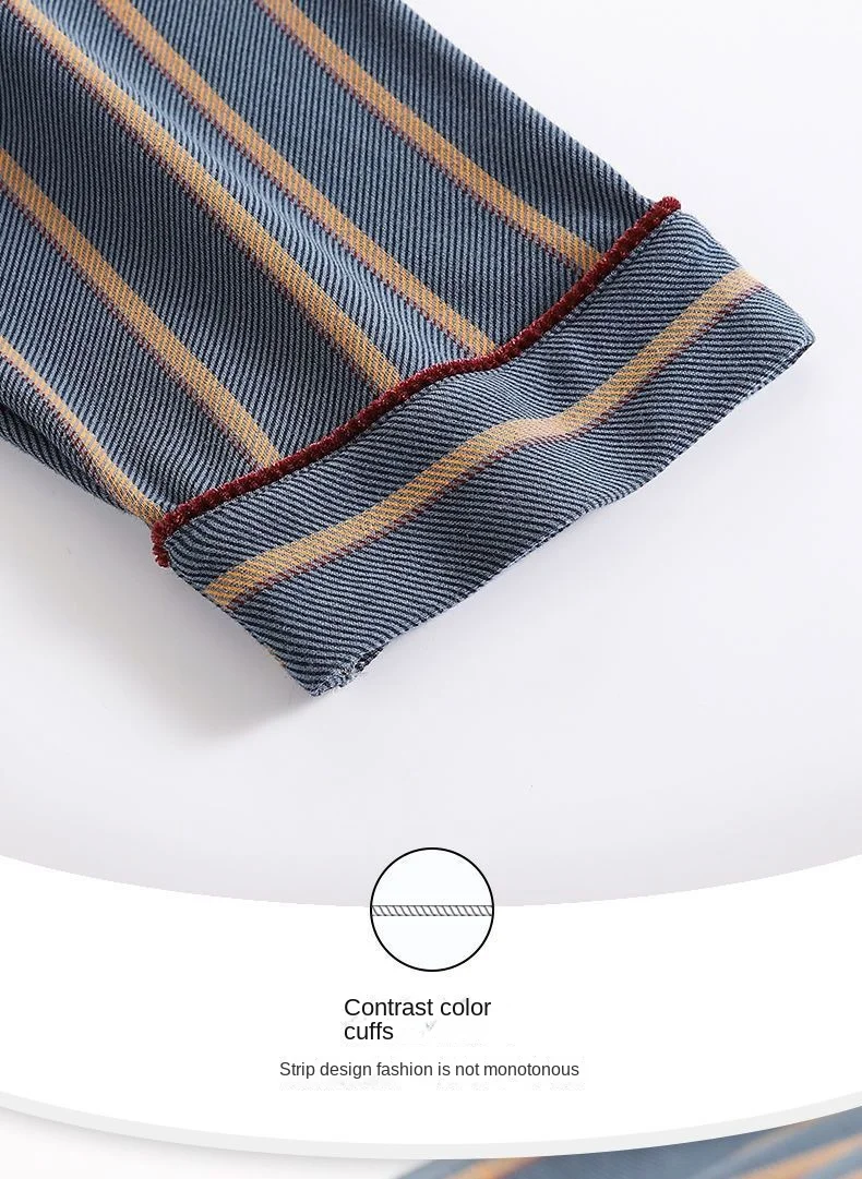 Frühling Herren Herbst und Winter langärmelige lange Hosen mittleren Alters dünner Abschnitt von Pyjamas Nachtwäsche Homewear Anzug Loungewear – Detail 8