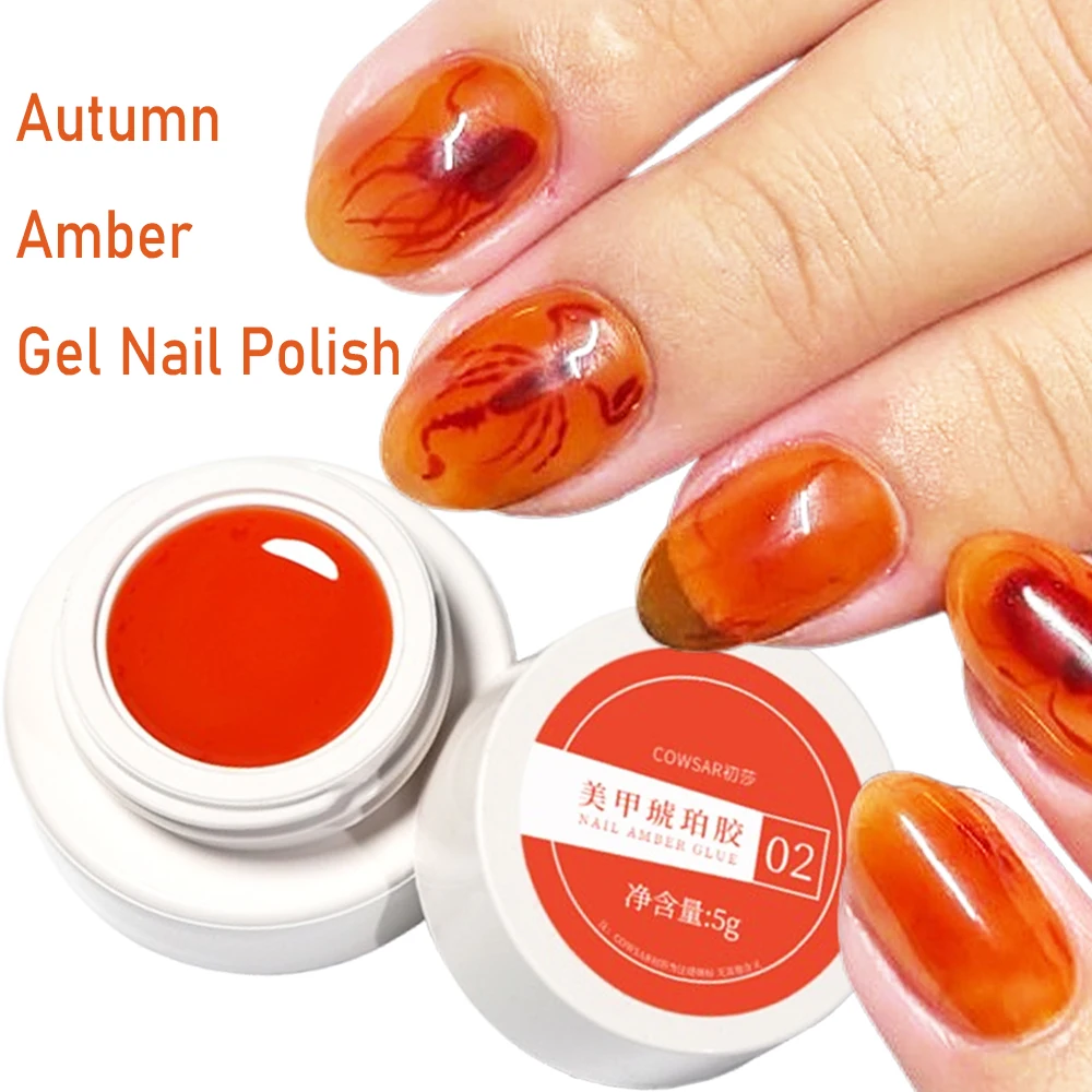 5g Brown Amber Gel Nail Polish Autumn Winter Jelly Transluscent Semi-permanet UV Soak Off Nail Varnish Elegant Brown Nail Polish