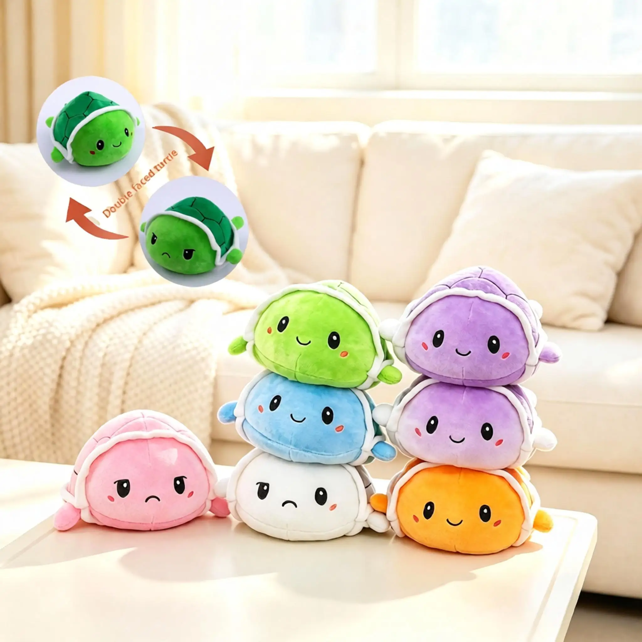 Cute Reversible Turtle Plush Doll 6 Colors Little Stuffed Animal Soft Plush Toy Home Sofa Decoration Boy Girl Kids Birthday Gift